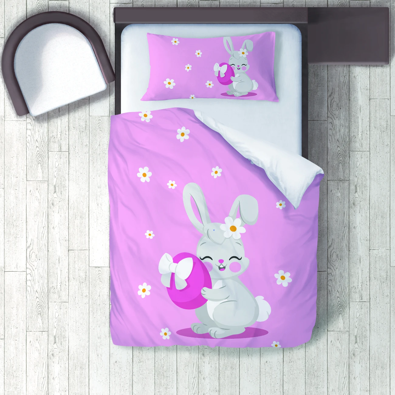 

Duvet Cover Set Bedding Set Pillow Case for Baby and Kids Room 3D Printed Pink Flowers Rabbit Model 240