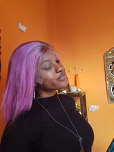 Preferred-Peluca de cabello humano ombré rosa para mujer, peluca con malla frontal Lisa morada con pelo de bebé, pelucas de encaje transparente Remy brasileño para mujer