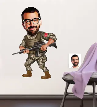 

Personalized Soldier Caricature Of Wall Sticker (50x70cm) 1