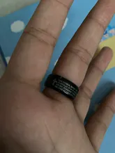 Letdiffery de acero inoxidable de Color negro cruz de jesús carta anillo de rezo de biblia anillos de dedo para los hombres 8mm joyas de amuleto