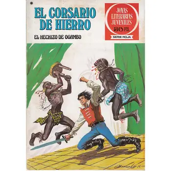 

The iron corsary, Youth Literary jewelry Red Series N. 36, year 1978, ED. BRUGUERA, 2ª ED., AUTHOR AMBROS