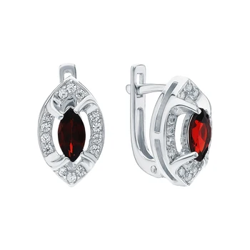 

Silver earrings with cubic zirconia and Garnet sunlight sample 925 test