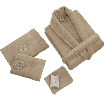 

Nurpak Biflores Embroidered Luxurious 5 Piece Coffee Tek Personality Robe Set