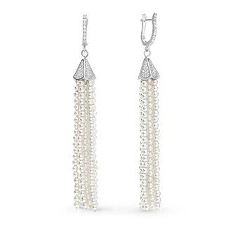 

Silver earrings with cubic zirconia and pearls sunlight sample 925