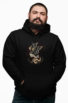 

Angemiel Wear Serpent Attacking Eagle Black Male Hooded Sweatshirt