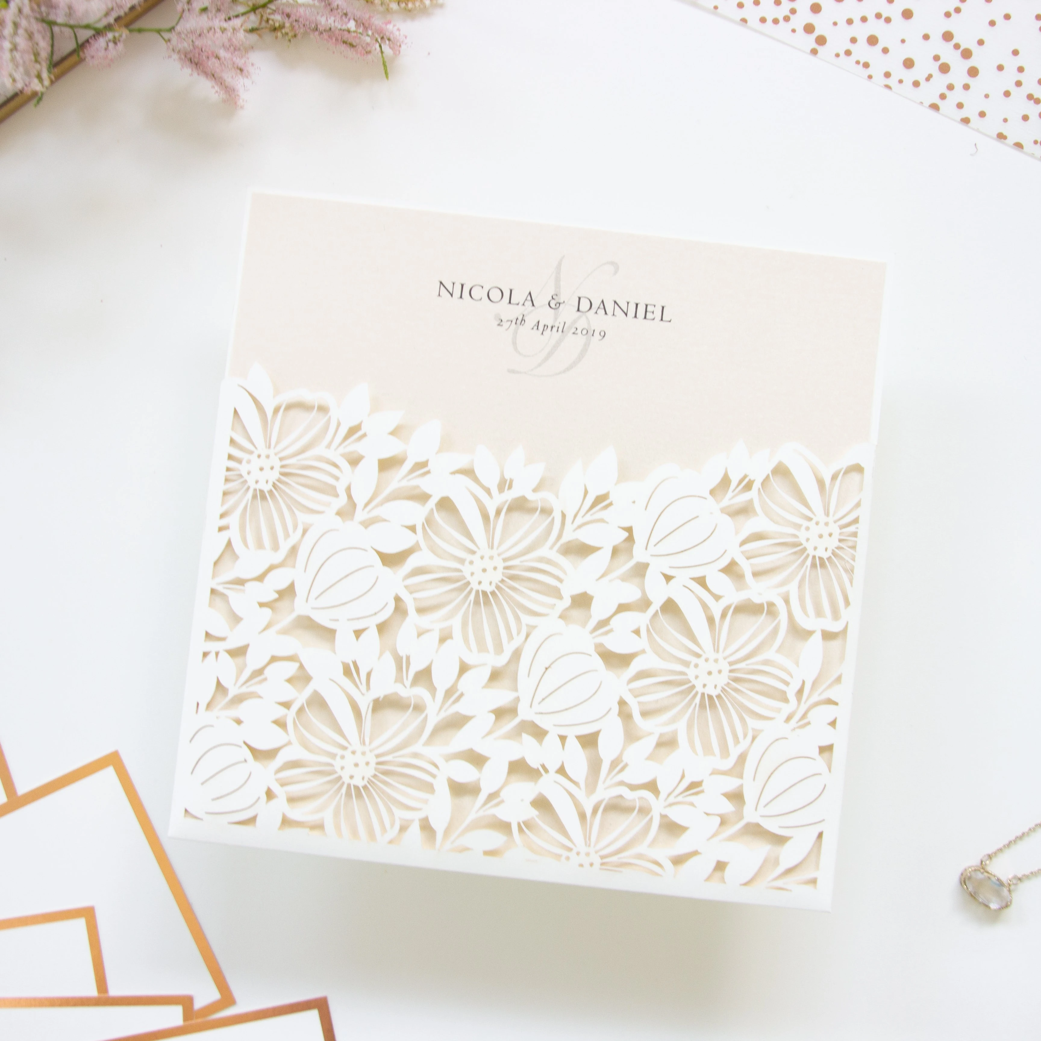 Lace Flower Cream Laser Cut Wedding Invitations with Envelopes Elegant  printable diy kit invitation cards SAMPLE!|Cards & Invitations| - AliExpress