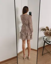 Mini Dress Sleeve-Spring V-Neck Polka-Dot Conmoto Elegant Casual Holiday-Style A-Line