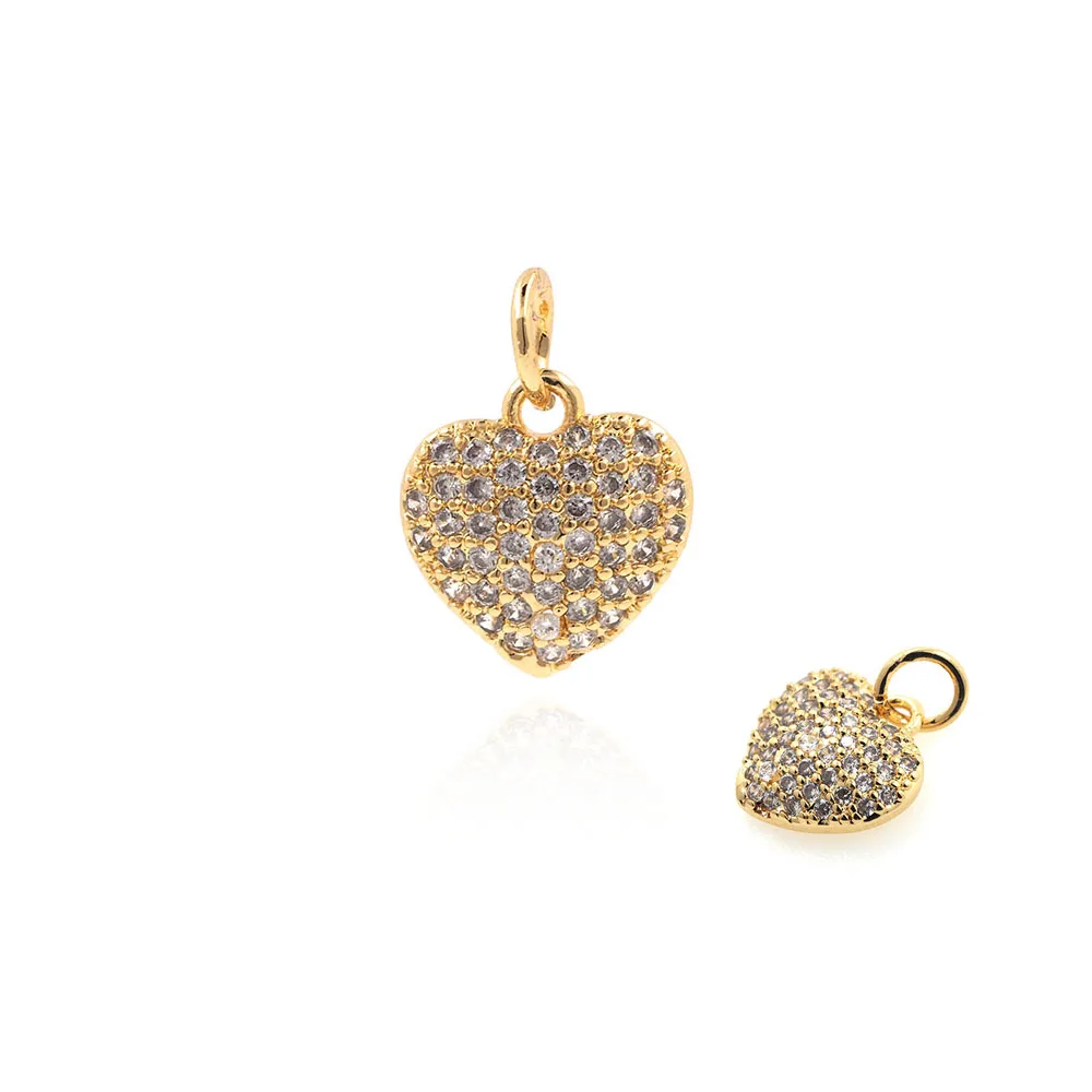 

Micropavé CZ Love Brass Pendant Heart Shape Necklace Love Charm DIY Jewelry Making Supplies 13.3x10x2.5mm