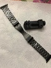 Correa de acero inoxidable para Apple Watch Series 6, 5, 4, 3, 2, 40mm, 44mm, 42mm, negro, adaptador para iWatch Band 4, 3, 38mm