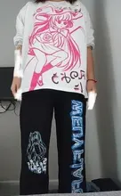 Trousers Leg-Pants Streetwear Harajuku-Print HOUZHOU Women Hip-Hop Autumn Wide Fashion