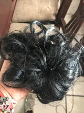 1 pieza de cabello sintético resistente al calor, moño rizado elástico, mezcla de pelo gris, Rubio, Natural, extensión de cabello #277409