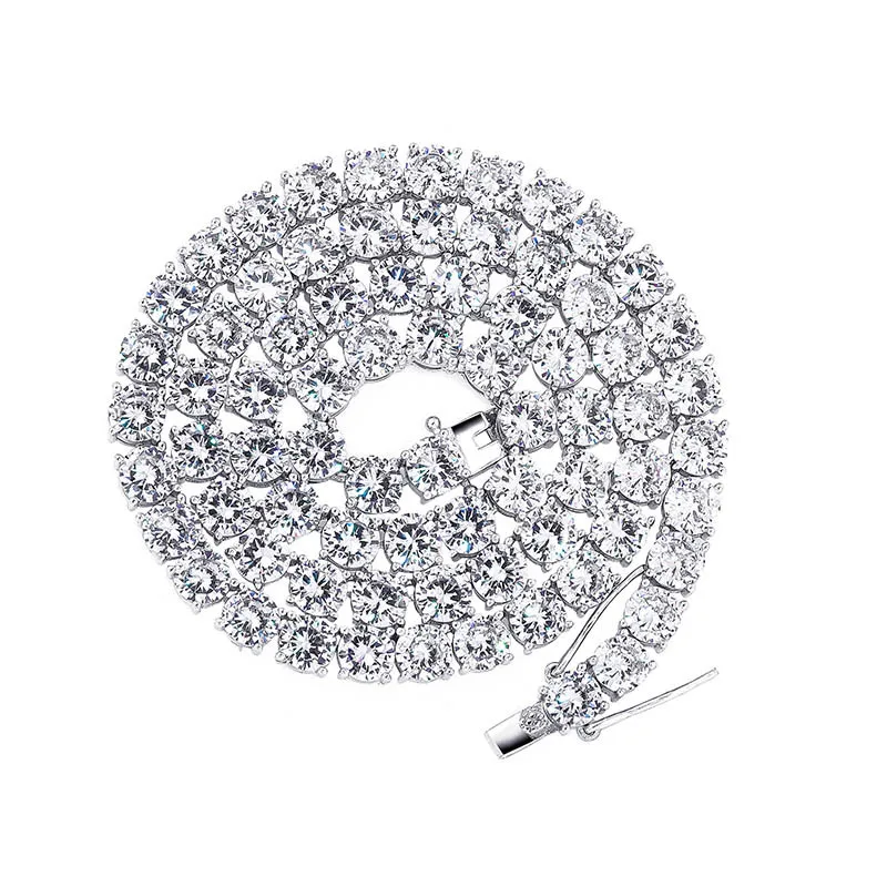 Мужские 6 мм Bling хип хоп Iced Out с инкрустацией AAA CZ камень 925 стерлингового серебра теннисная цепочка