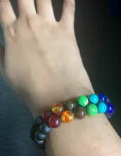 7 Chakra de roca de Lava pulsera de 8mm de doble capa fila ajustable Unisex piedra de Yoga sanación energética pulseras de piedra regalo de Navidad
