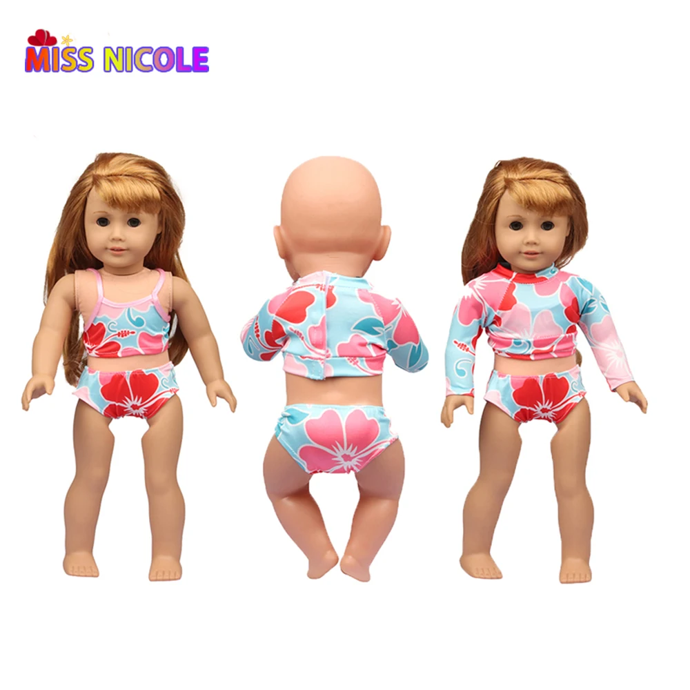 

Короткая кукольная одежда 3 шт./компл. для кукол 43 см, спортивный костюм для новорожденных, кукол с цветочным принтом, плавки для девочек-игрушек нашего поколения 1/3