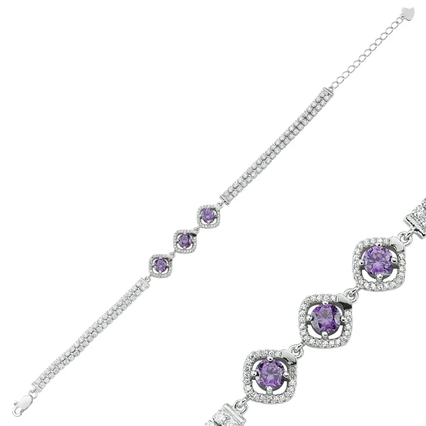 Серебряный 925 пробы браслет с цирконием