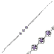 Серебряный 925 пробы браслет с цирконием