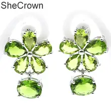 24x18 мм новые дизайнерские женские вечерние серебряные серьги с зеленым Перидотом