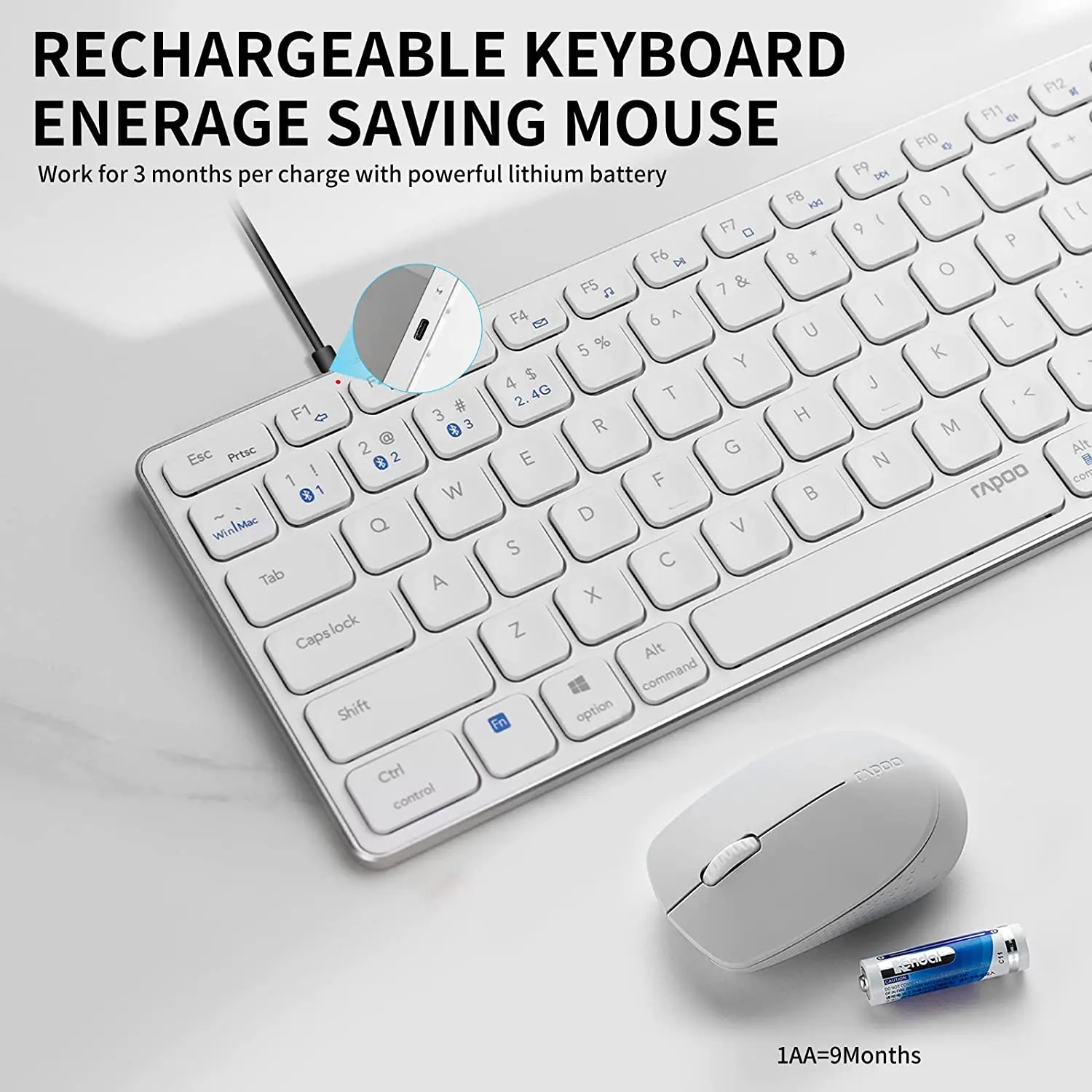 2.4g) teclado sem fio recarregável e mouse