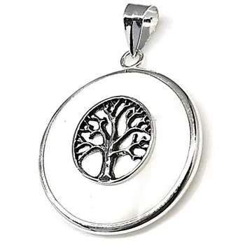

Pendant 925 sterling silver m tree life white mother-of-pearl 35mm. [AB2654]