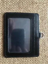 De calidad de lujo, 618 de cuero de la PU de doble tarjeta de conjuntos de manga funda de credencial de identificación claro banco tarjeta de crédito titular de la placa de estudiante de la escuela de oficina