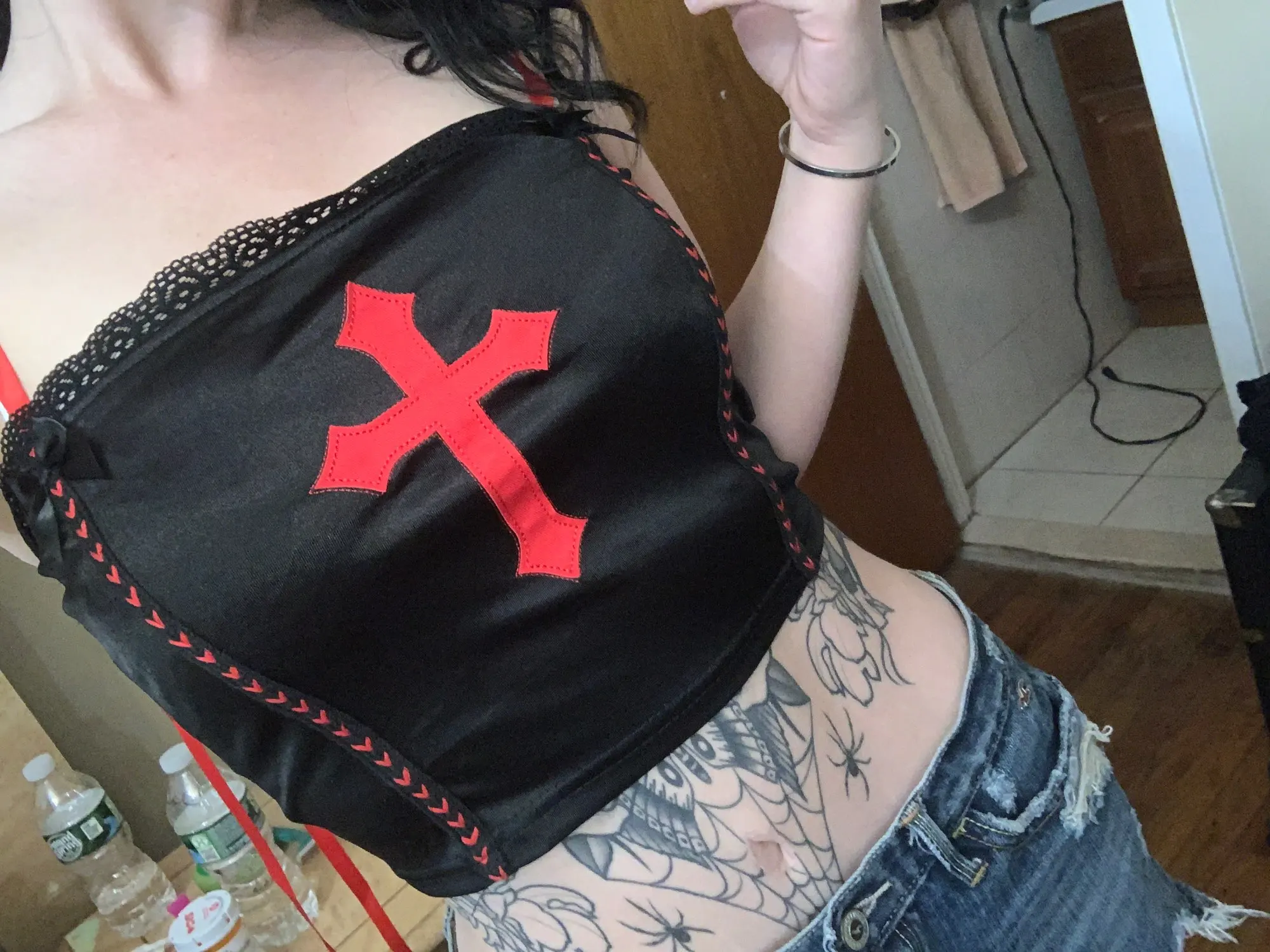 E-girl Gothic Crop Top with cross photo review