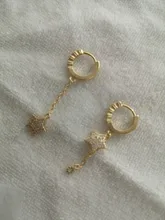 Pendientes de aro de Estrella de Plata de Ley 925 para mujer, pendientes de aro dorados, joyería delicada al por mayor