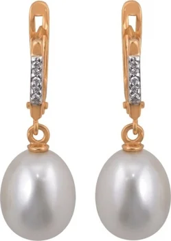 

Примаэксклюзив earrings with pearls and cubic zirconia in red gold