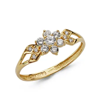

18k solid gold ring communion zircons [AA0516]