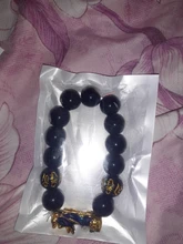 Feng Shui-pulsera de cuentas de piedra obsidiana Unisex, brazalete de oro negro, Pixiu, riqueza, buena suerte