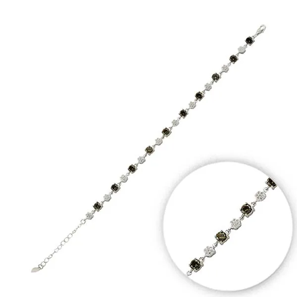 Серебряный 925 пробы браслет с цирконием