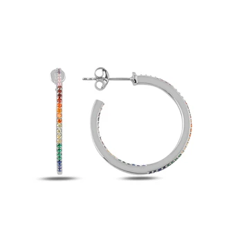 

KUTAYDAN Mixed Color Zircon Earrings 925 Sterling Silver