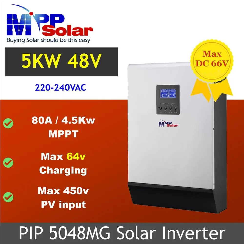 (MG) 5000 Вт 48vdc 230vac солнечный инвертор max 450V PV вход MPPT 80A солнечное зарядное