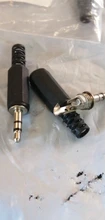 5 unids/lote conector de auriculares de 3,5mm macho conector de audio de dos canales 3,5 Mm con carcasa de plástico negro tamaño 5x0,9 cm