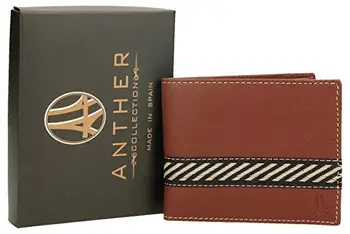 

Men's leather wallet. Multiple slots and compartments. Landscape. Made in Spain. Brown Color