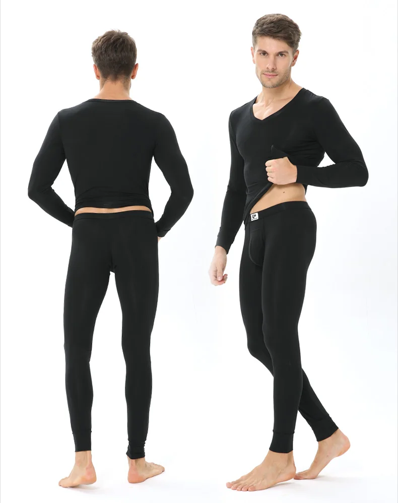 52025 Men Thermal Underwear Silky Soft Modal V-neck Long Johns  Comfortable Base Layer Close Fit Sexy Look Thermals For Men men's thermal underwear sets