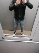 Pantalones vaqueros rasgados para hombre, desgastado Pantalón Cargo de Hip Hop, tejanos vaqueros ajustados azules claros, ropa de Otoño de longitud completa