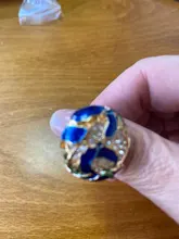 Joyería de estilo Retro dorado para mujer, anillo pintado a mano con aceite, joyería