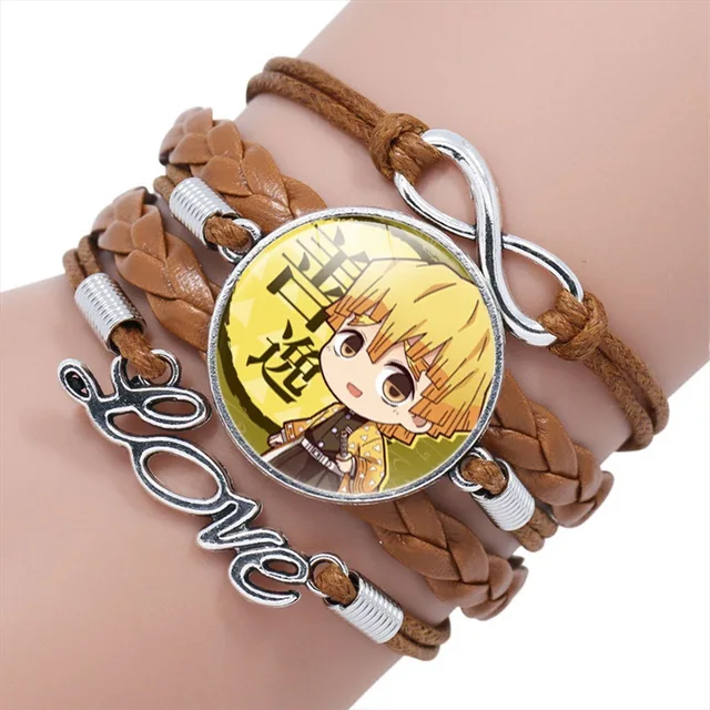 Bracciale Nezuko Demon Slayer In Pelle - Regalo Per Fan, Con Perline Di Legno, Design Anime - Foto 8