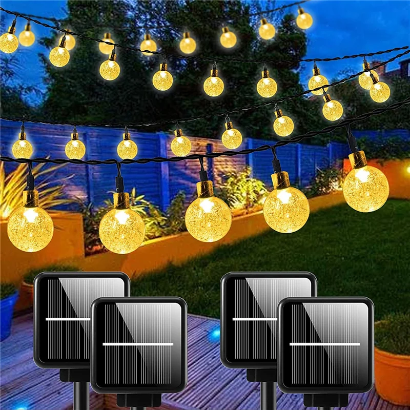 

Solar String Lights 60 LED Outdoor Crystal Balls Waterproof Globe Fairy Lights 8 Modes Decoration Light for Patio Home Garden
