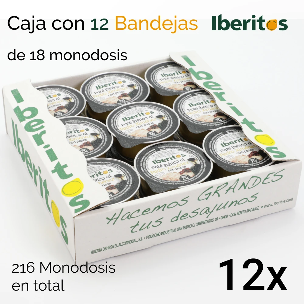 IBERITOS-Cash Box 12 trays Pate Iberico al Pedro Ximenez dose 23g-Cash Box 12 trays 18x23g PEDRO XIMENEZ afbeelding