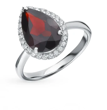 

Silver ring with cubic zirconia and Garnet sunlight sample 925 test