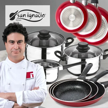 

Kitchen battery 5 pieces and set of red pans, fit for all kinds of SAN IGNACIO fires