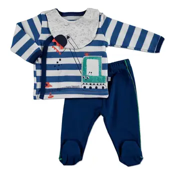

Mymio Summer Baby Boy Scoop Interlock Snaps Neck Bodysuits Pant Set