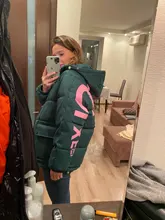 Winter Women Jackets Coat Parkas Padded-Down Print Female Cotton Hooded Warm HOT Letter