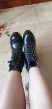 Gdgydh-Botas negras de moda para mujer, zapatos con cordones de plataforma de cuero suave, botines de fiesta, tacones altos punk para primavera otoño