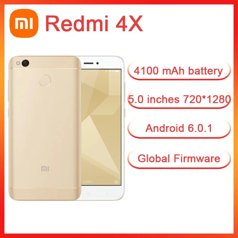 Смартфон Xiaomi Redmi 4X 4000 мАч Snapdragon 435 Android разблокированный поддержка нескольких