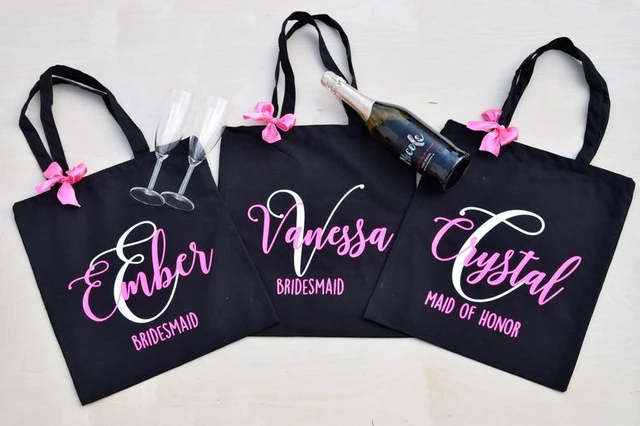 Bridal Party Tote Bag Personalized with Stylized Monogram