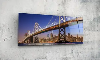 

San Fransicso Oakland Bridge View 92x36cm Glass Table Glass Painting Printing Glass Table