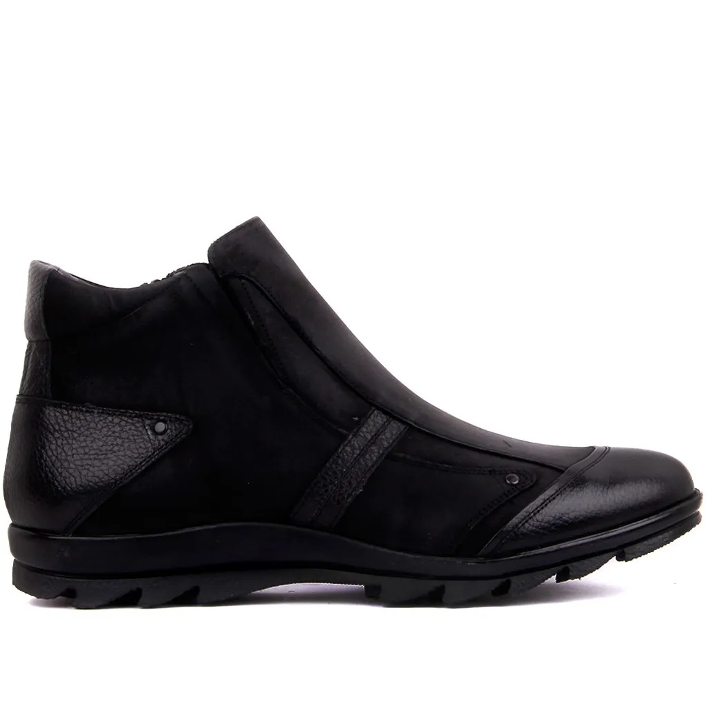 

Fosco-Black Leather Zipper Male Boots