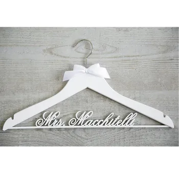 

Customize laser cut wedding dress hanger with bow Mrs white wooden bridal hangers engraved Wedding Gift hangers bridesmaid gift